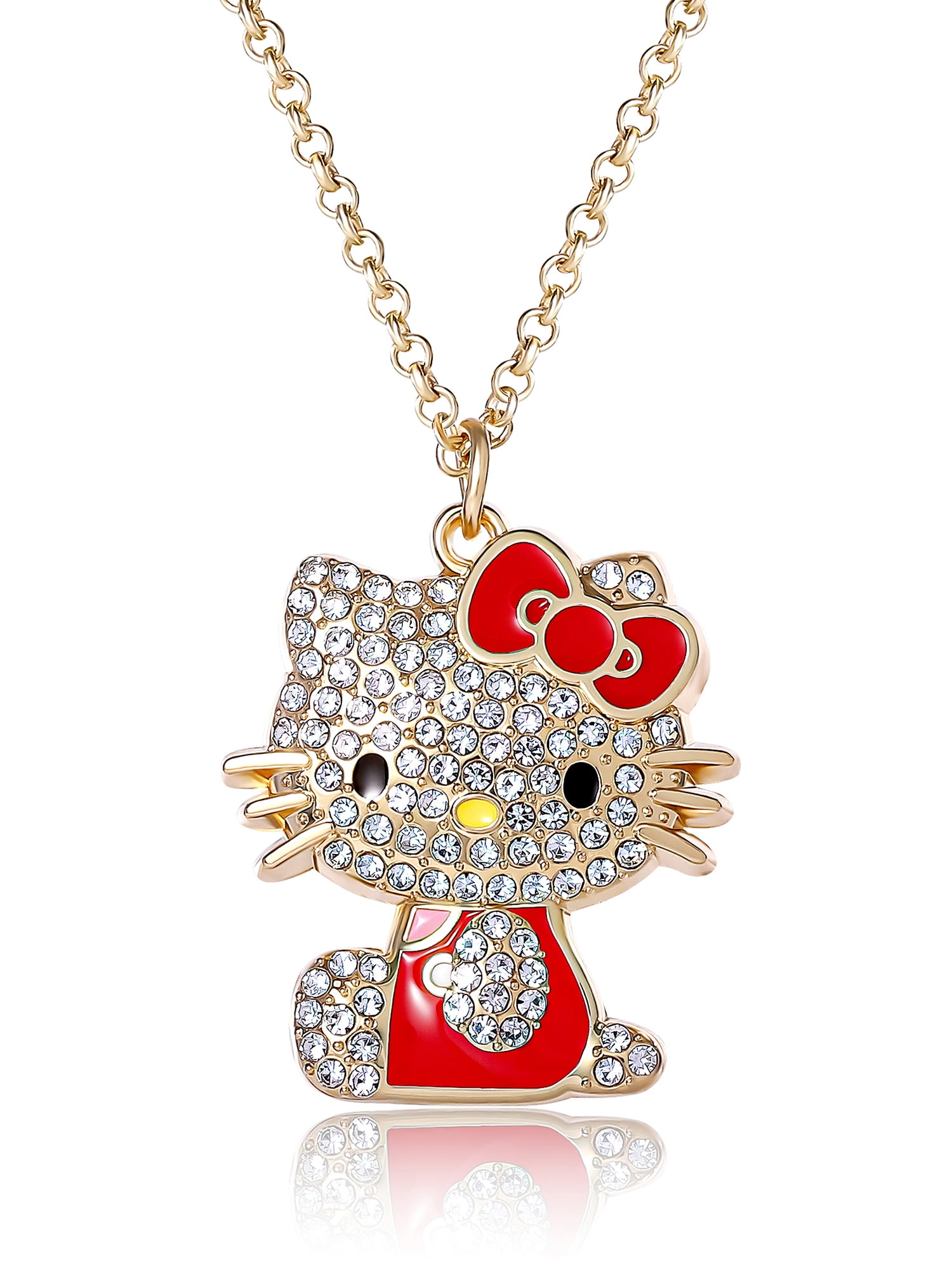 Sanrio Girls/Tween Hello Kitty Red Enamel Crystal Pendant, 16" Chain