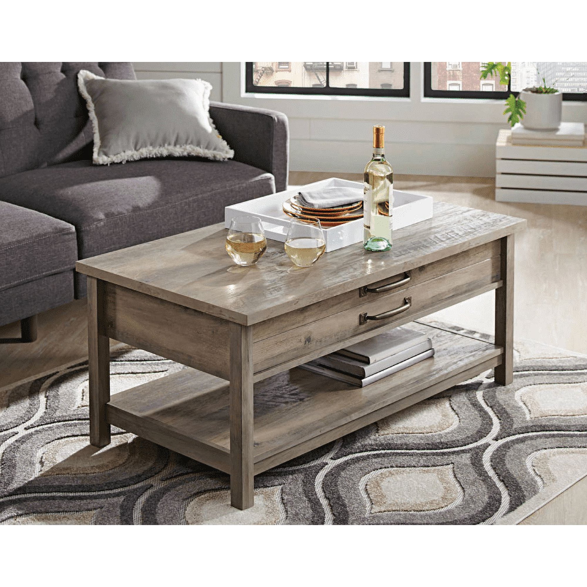 Better Homes & Gardens Modern Farmhouse Lift-Top Coffee Table, Rustic Gray