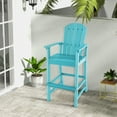 thumbnail image 4 of Gymax Set Of 2 Outdoor HDPE Bar Height Stool Patio Tall Chair Armrest Footrest All Weather Turquoise, 4 of 10