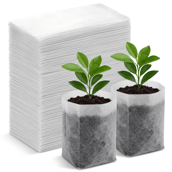 200 Pack Biodegradable Nursery Grow Bags, Non-Woven Plant Seedling Bags with Drainage, Heavy Duty Planting Bags for Vegetables, Flowers, Garden Seed Starting Pots
