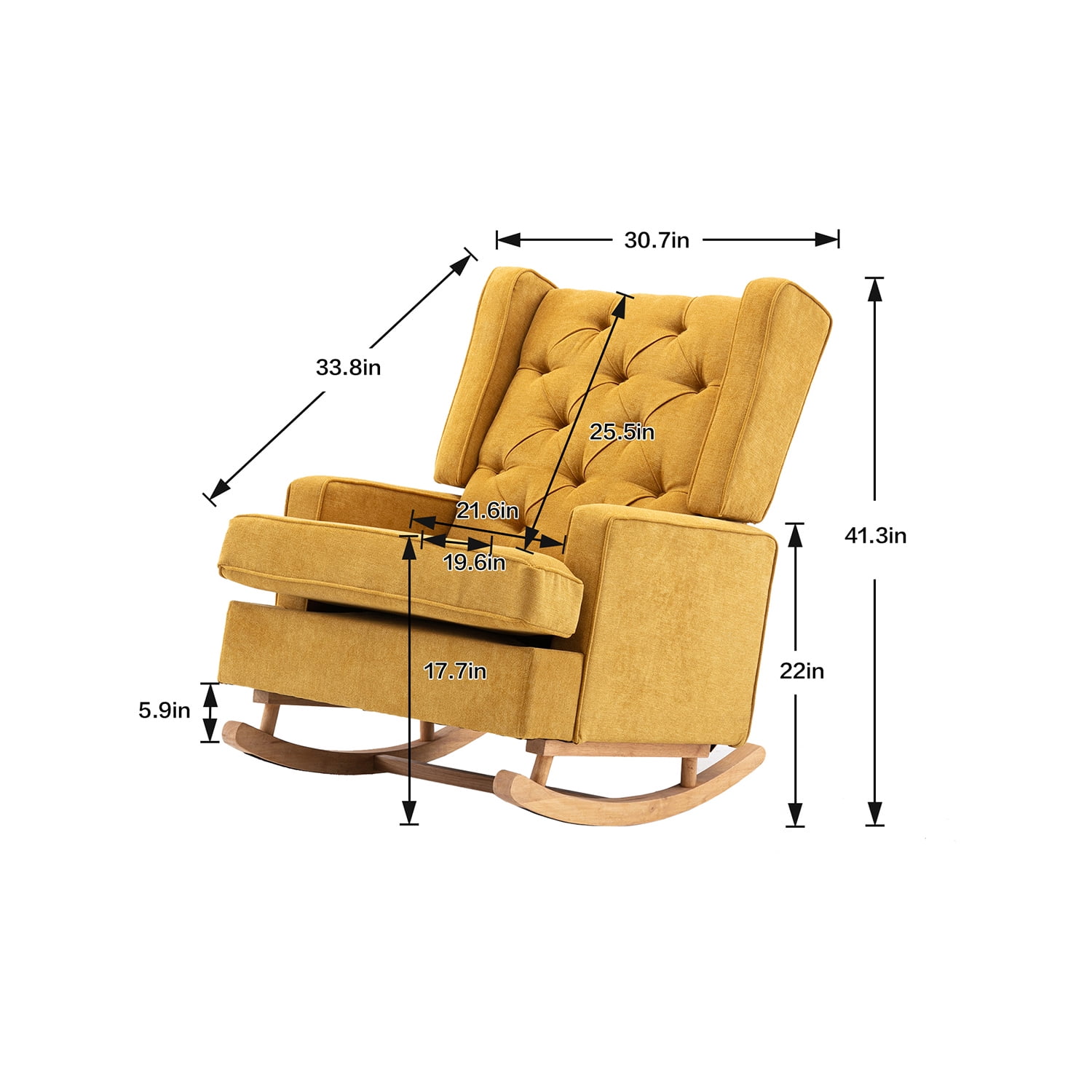 Kepooman Modern High Back Rocking Chair, Padded Seating for Living Room & Office, Yellow Kepooman Modern High Back Rocking Chair, Padded Seating for Living Room & Office, Yellow