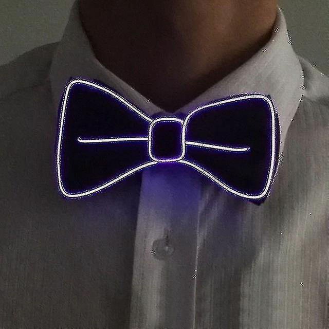 Pajarita Led para hombre, decoración luminosa con purpurina para fiesta de Navidad (púrpura) (1 unidad)