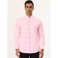 thumbnail image 3 of Camisa de vestir de manga larga con botones de color liso para hombre de negocios Rosa S Unique Bargains Camisa, 3 of 6