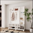 thumbnail image 5 of Hall Tree with Shoe Bench, Coat Rack ,Shoe Storage ,Storage Shelves and Pegboard, for Hallways, Halls and Bedrooms, White, 5 of 14