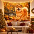 thumbnail image 3 of Akita Dog by an Autumn Forest Stream, Cheerful Rustic Style for Dog Lovers, Nature Wall Art, Housewarming Gift, Tapestry Wall Hanging for Bedroom and Living Room, 3 of 6