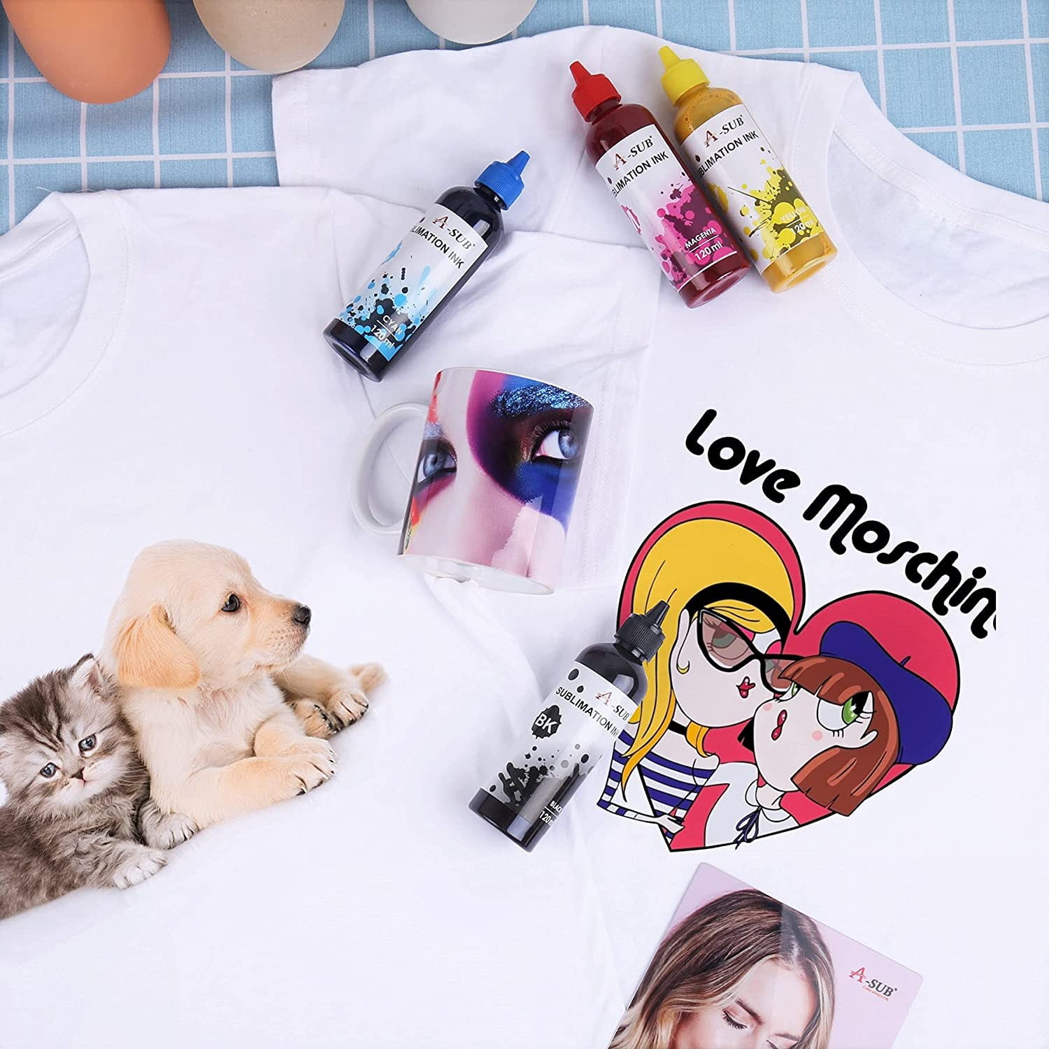 A-SUB Sublimation Ink Compatible with Inkjet Printers, 2Packs 960ML , for ET-2400 ET-2720 ET-2760 ET-2800 ET-2803 ET-4800 4760 2850 2750  WF7710 7720 etc