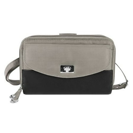 Stone Accent Strip - SafeID Accent Double Zip Clutch Wallet, Stone