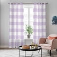thumbnail image 5 of Plaid Purple Rural Style Kitchen Curtains 96 Inch Length, Rural Abstract Geometric Lattice Grommet Top Bedroom Living Room Curtains, Light Filtering Cafe Curtain Drapes 2 Panels Set 104''x96'', 5 of 9