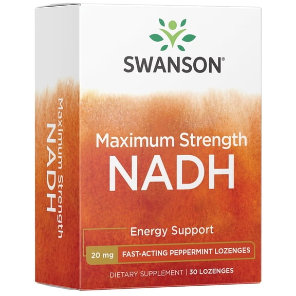 Swanson Maximum Strength NADH - Fast-Acting Peppermint Lozenges to Promote Brain Health and Energy Support - Vitamin B3 Coenzyme to Help Fight Fatigue - (30 Tablets, 20mg Each) 1 Pack