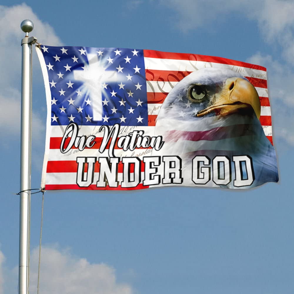 Dutern Double Sided Jesus Flag One Nation Under God, Christian Cross, American Eagle Flag Banner 3 Ply with Brass Grommets 3x5 Feet