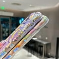 thumbnail image 5 of Designed for iPhone 15 Pro Case for Women, Cute Curly Wave Frame Shape, Colorful Retro Oil Painting Flower Laser Beam Glossy Pattern, Compatible with iPhone Case (iPhone 15 Pro, Moon), 5 of 9