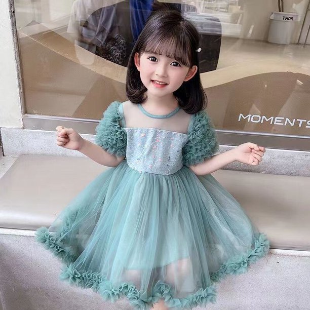 New Girls Sweet Dresses For Child Fluffy Puff Tutu Frocks Kids Princess Dress Birthday Party Gown Vestidos Baby Evening Clothes4T(Size 120) Gao Jinjia LED