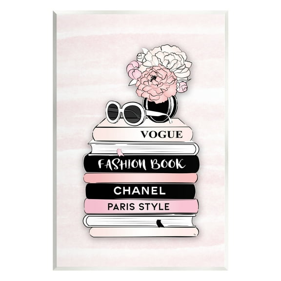 Stupell Industries Pink Fashion Bookstack Beauty & Fashion Painting Unframed Art Print Wall Art, 10 x 15