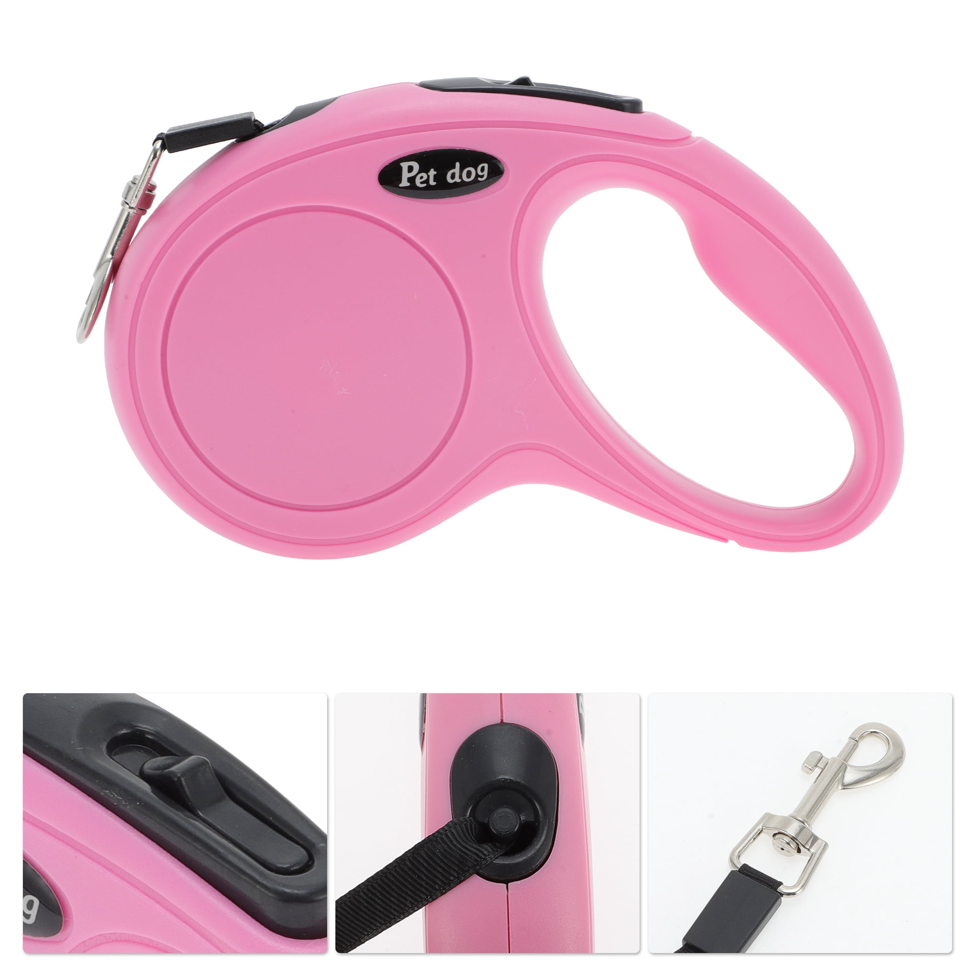 Unique Bargains Retractable Pet Leash Classic Dog Leash Soft Handle Pink 118.11"