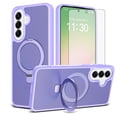 thumbnail image 1 of Asuwish Phone Case for Samsung Galaxy A57 5G Tempered Glass Screen Protector Magnetic Folding Stand Frosted Translucent Rugged Shockproof Protective Cell Cover A 57 57A LTE Women Men purple, 1 of 6