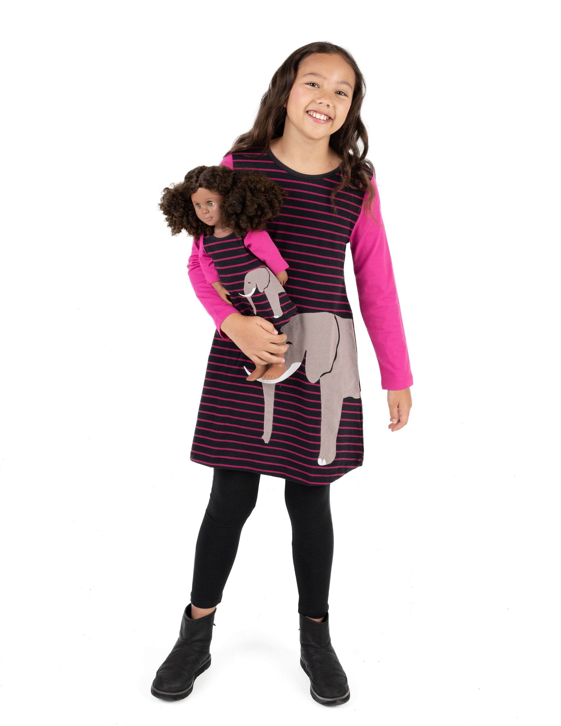 Leveret Girl and Doll Cotton Dress Elephant 10 Year