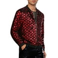 thumbnail image 4 of Chaqueta de hombre INSPIRE CHIC, chaqueta de béisbol con lentejuelas de argyle, chaqueta brillante para fiesta y club, XL roja, 4 of 6