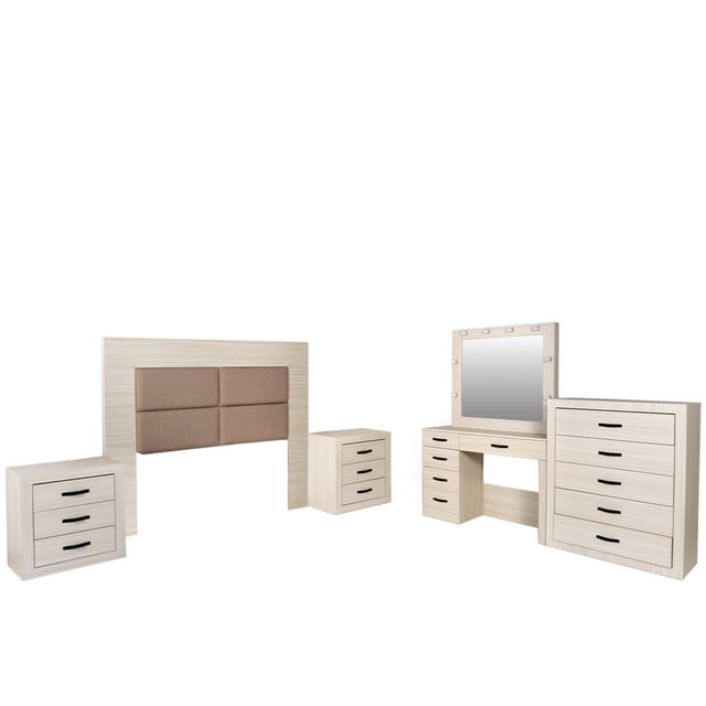Recamara Queen/Matrimonial 5 Piezas Anna - Blanco