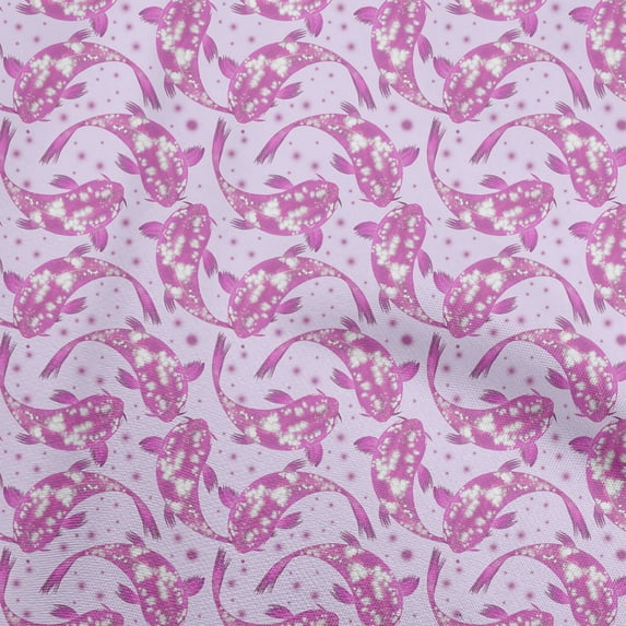 oneOoneVelvetLightVioletFabricAsianJapaneseKoiFishDiyClothingQuiltingFabricPrintFabricByYard58InchWide