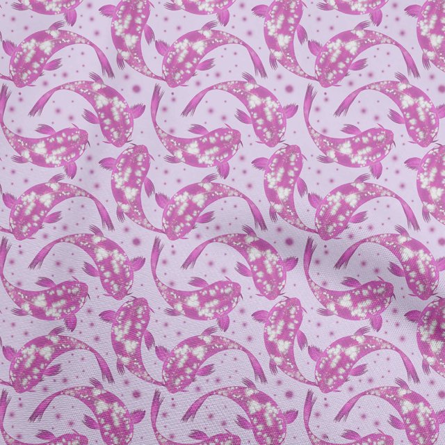 oneOone Rayon Light Violet Fabric Asian Japanese Koi Fish Craft Projects Decor Fabric Printed by The Yard 56 Inch Wide