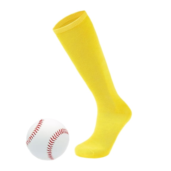 XIBUFE Toddler Soccer Socks Baseball Knee High Kids Solid Yellow 1-3T | Chubby Leg Friendly, Seamless Feel,Sports & Daily Wear - Toddler Soccer Socks