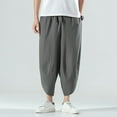 thumbnail image 5 of Vedolay Big and Tall Pants Men Linen Pants Men Summer Zipper Pants Linen Pants Grey,XL, 5 of 5