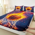 thumbnail image 3 of Castle Fairy Orange Basketball 3pcs Twin Sheet Sets,Sport Theme Twin Fitted Sheet,Ball Gamer Breathable Flat Sheet,Luxury Teenagers Bedroom Decor, 3 of 7
