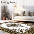 thumbnail image 2 of ODIKA 4'x6' Machine Washable Non-Slip Area Rug, Classic Heritage Inspired Floral Medallion Design with Ornate Borders High Traffic Rug with Pad, Green, 666227, 2 of 8