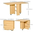 thumbnail image 3 of HOMCOM Table à Manger Pliable avec Étagères de Rangement, Abattants et Roues, Teck, 3 of 10