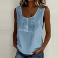 thumbnail image 4 of Womens Cotton Linen Summer Tops, Sleeveless Shirts for Women Casual Lightweight Floral Embroidery Scoop Neck Tank Top Dressy Blouses Mothers Gifts, 4 of 5