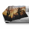 thumbnail image 3 of Western Soft Flannel Fleece Blanket, Sunny Desert Cactus Silhouettes Picture Wild West Nature Sunset Photography, Cozy Plush for Indoor and Outdoor Use, 50" x 60", Orange and Black, by Ambesonne, 3 of 6