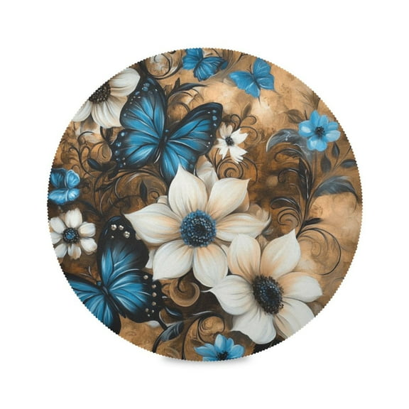 WOBOGO Stunning Floral Round Placemats Set of 1 Heat Resistant Washable Kitchen Table Decorations 15.4in