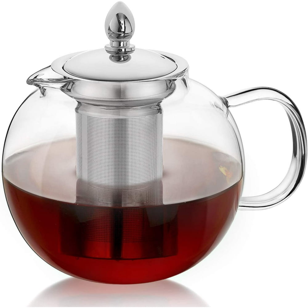 Ottoy 45oz Large Glass Teapot Kettle with Infuser, Removable Tea