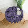 thumbnail image 3 of Purple Halloween Tablecloth Round 60 Inch Black Haunted Mansion Ghost Decorative Table Cloth with Wrinkle Resistant for Halloween Home Kitchen Dining Table Patio Outdoor Party Picnic, 3 of 6