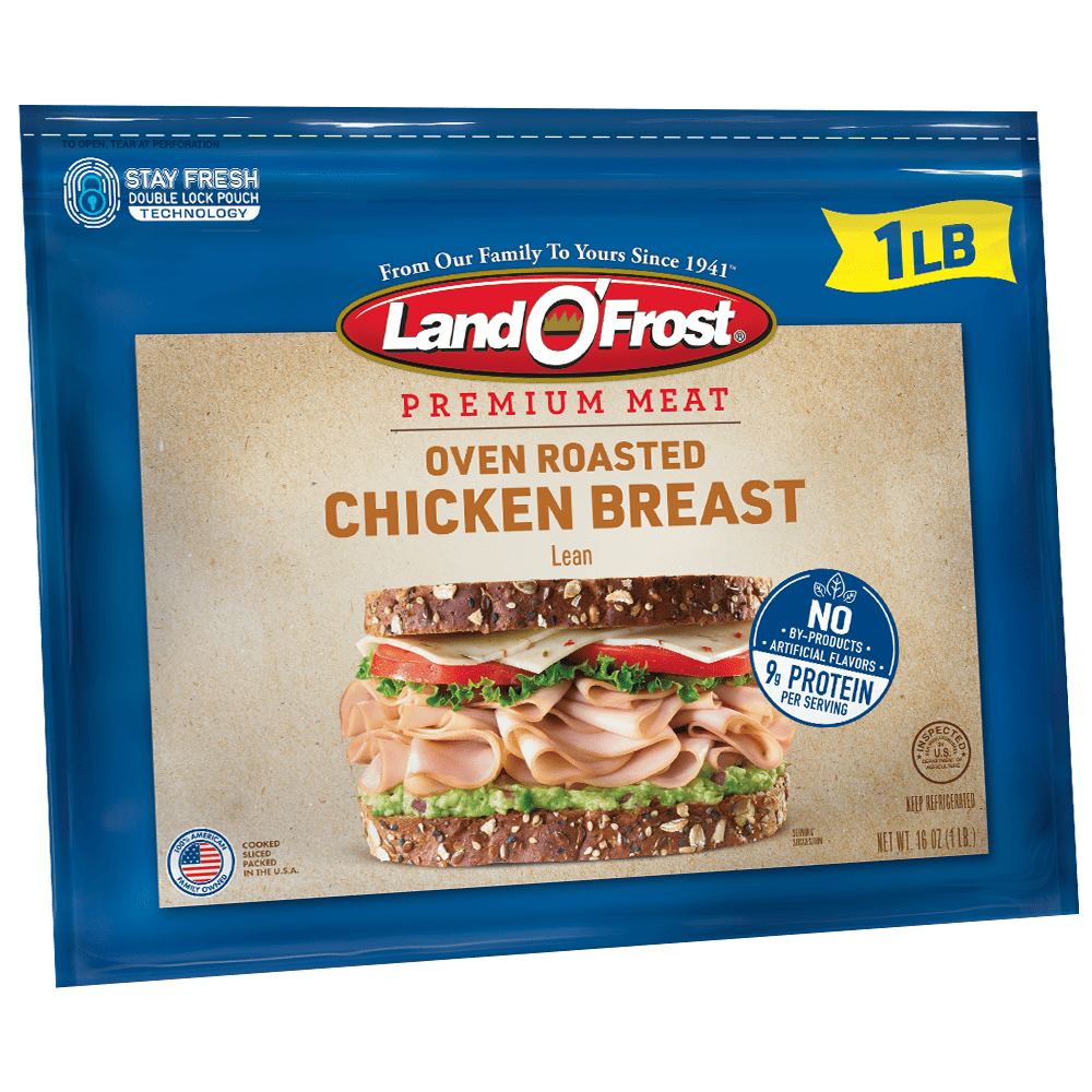 Land O'Frost Premium Sandwich Sliced Fresh Deli Lunch Meat, Oven Roasted Chicken Breast, 1 lb Resealable Pouch