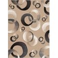 thumbnail image 2 of Allstar Brown / Beige Woven Hand Carved Contemporary. Modern Circles Area Rug (5' 2" x 7' 2"), 2 of 7