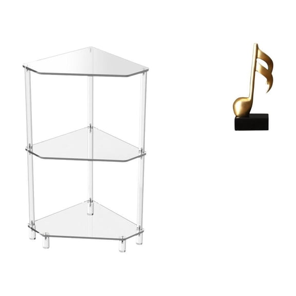 CarpNettore Corner Side Table Acrylic Three Tier End Table Small Side Table Music Note Sculpture Resin Construction Suitable for Living Room Bedroom Office