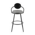 thumbnail image 2 of Silla Taburete de Bar Benzara Carny Giratoria con Hierro Negro y Cuero Sintético Gris Vintage, 2 of 9