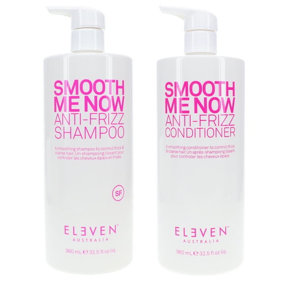 ELEVEN Australia Smooth Me Now Anti-Frizz Shampoo 32.5 oz & Smooth Me Now Anti-Frizz Conditioner 32.5 oz Combo Pack