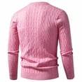 thumbnail image 6 of Men's Cable Knit Sweater Crew Neck Long Sleeve Pullover Top Solid Color Warm Casual Daily Wear Fall Winter, 6 of 7