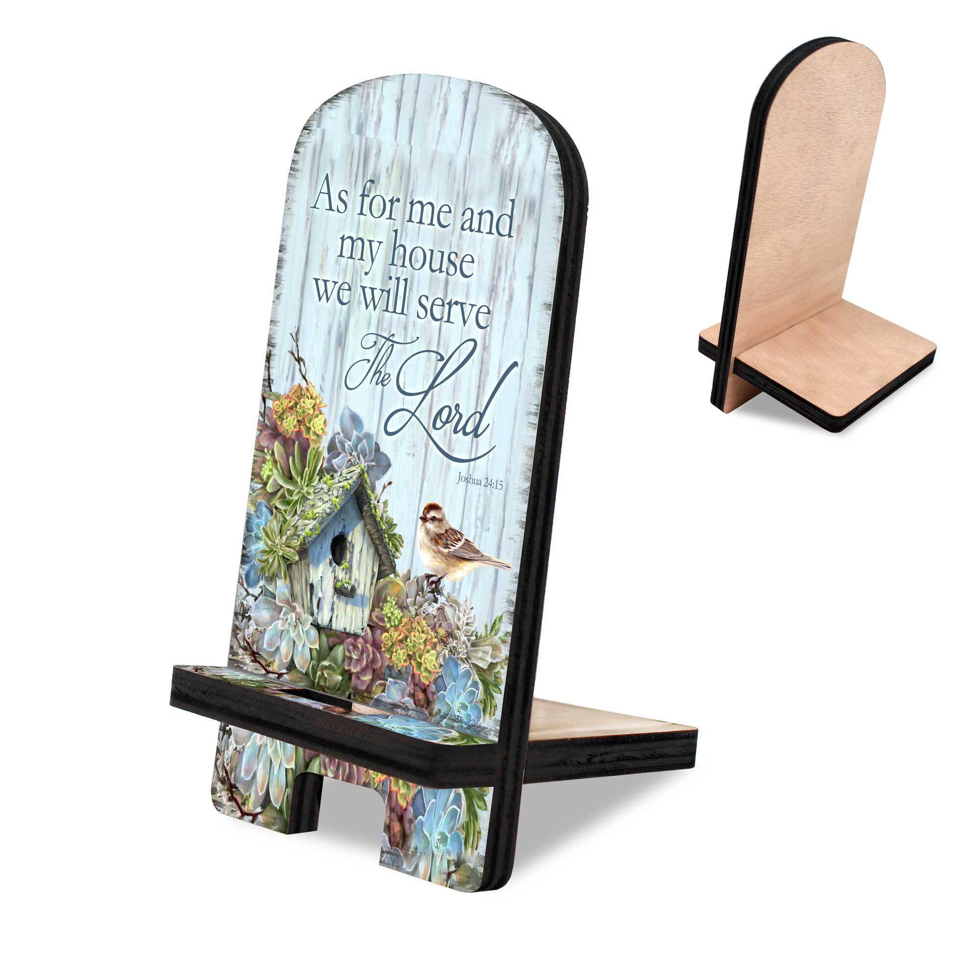 Designocracy 892085-DG 6 x 3 x 3 in. Serve the Lord Cell Phone Stand Inspirational Decor with Wood Mobile Holder Organizer