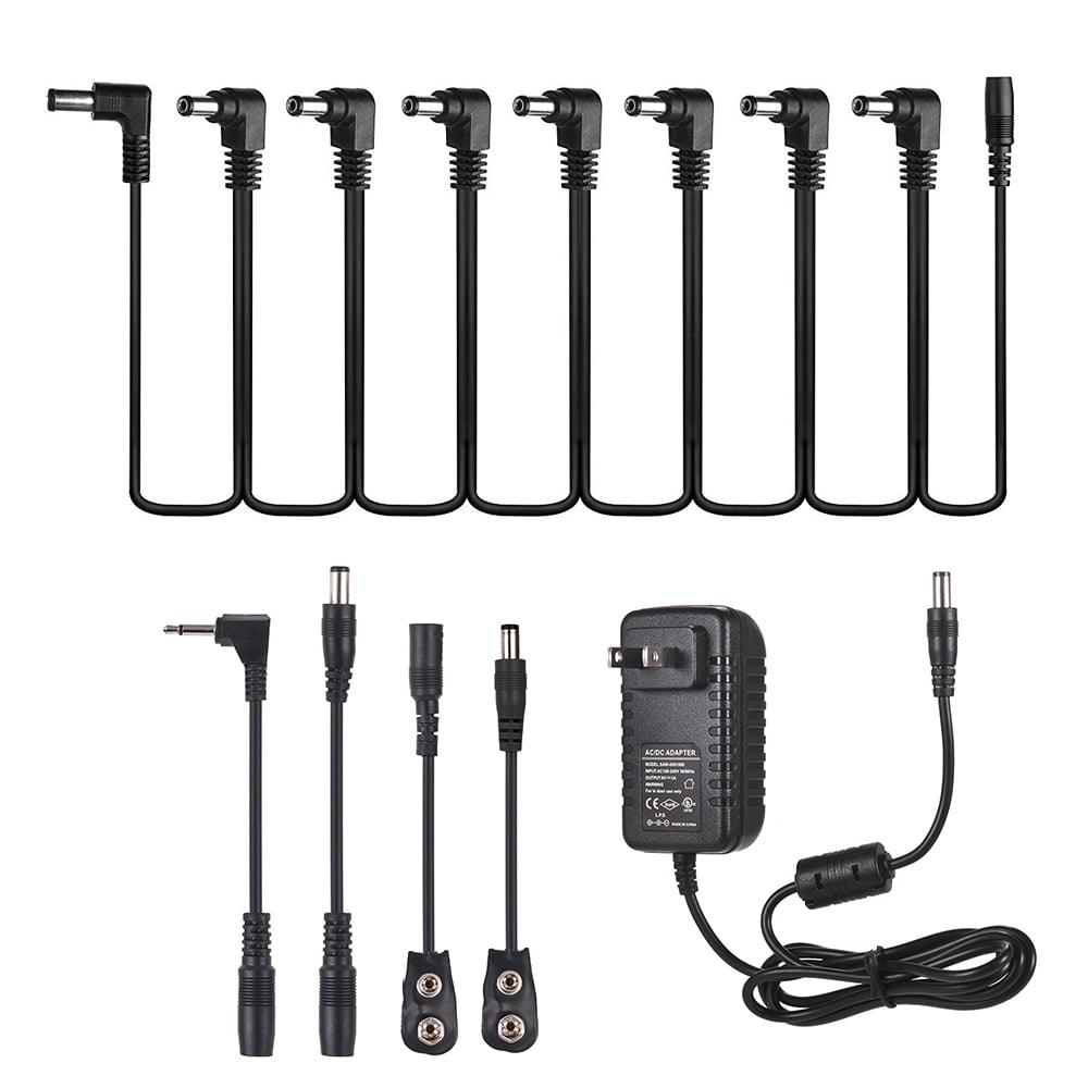 Guitar Effects Power Supply Adapter DC 9V 1A with 8Way Topology Cable