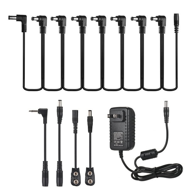 Guitar Effects Power Supply Adapter DC 9V 1A with 8Way Topology Cable