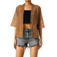 thumbnail image 2 of Jxzom Women's Open Front Shrug Crop Cardigan Short Sleeve Lace Patchwork Sheer Bolero Cover Up, 2 of 6