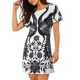 thumbnail image 2 of Naloa Artistic Black White Peacocks Print Women Nightgowns,Womens Loungewear,Short Sleeve Sleepwear,Comfy Ladies Nightdress, 2 of 6