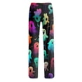 thumbnail image 5 of Halloween Pajama Pants for Women Bat Pumpkin Wide Leg Spooky Sleep Pants Witch Hat Castle Drawstring Horror Pajama Pants, M, 5 of 5