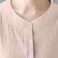 thumbnail image 4 of AherBiu Hauts Surdimensionnés pour Femmes Coton Lin Demi-Bouton Col Rond Manches Chauve-Souris Chemises Blouse, 4 of 6