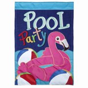 Magnolia Gardens M011319 13 x 18 in. Double Applique Pool Party Burlap Garden Flag