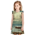 thumbnail image 1 of Fotbe Serene Coastal Blue Sky Vestido de Dormir para Niñas de 3 a 10 Años, Mangas Cortas, Estilo Princesa, Pijama Camisón con Mangas Voladas-Large, 1 of 6