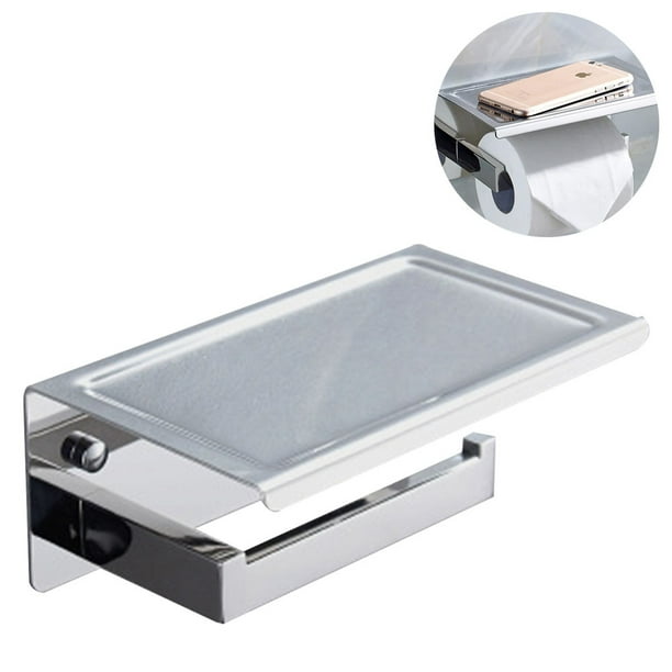 Brushed Nickel Toilet Paper Holder with Shelf, Stainless Steel Bathroom
